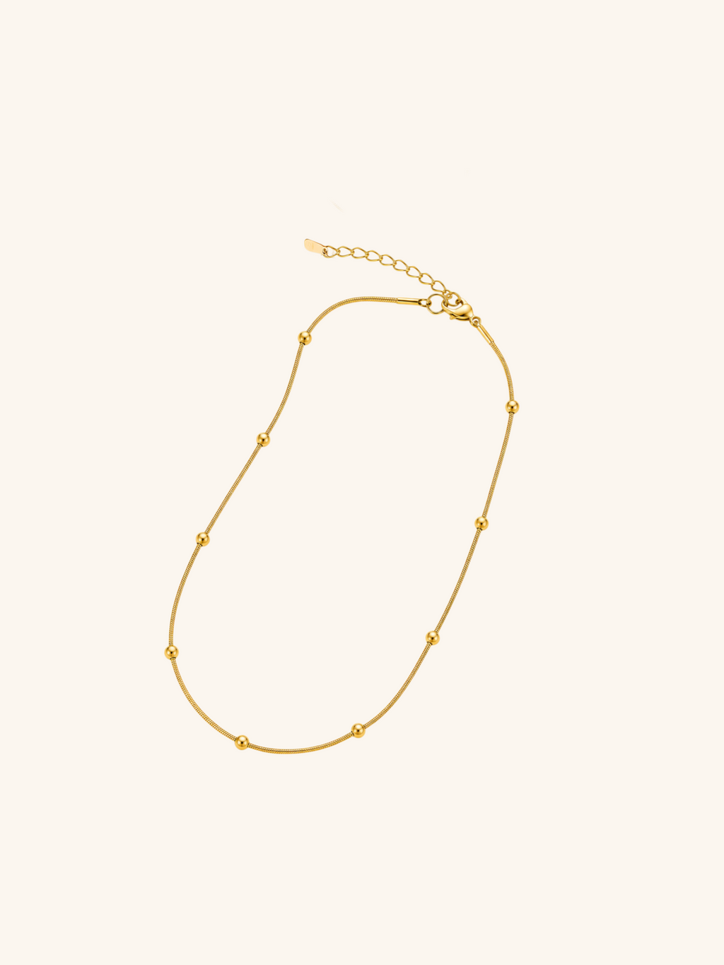 18K Gold Plated Beaded Snake Chain Necklace
