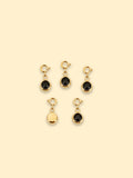 Black Crystal Charm 18K Gold Plated Stainless Steel