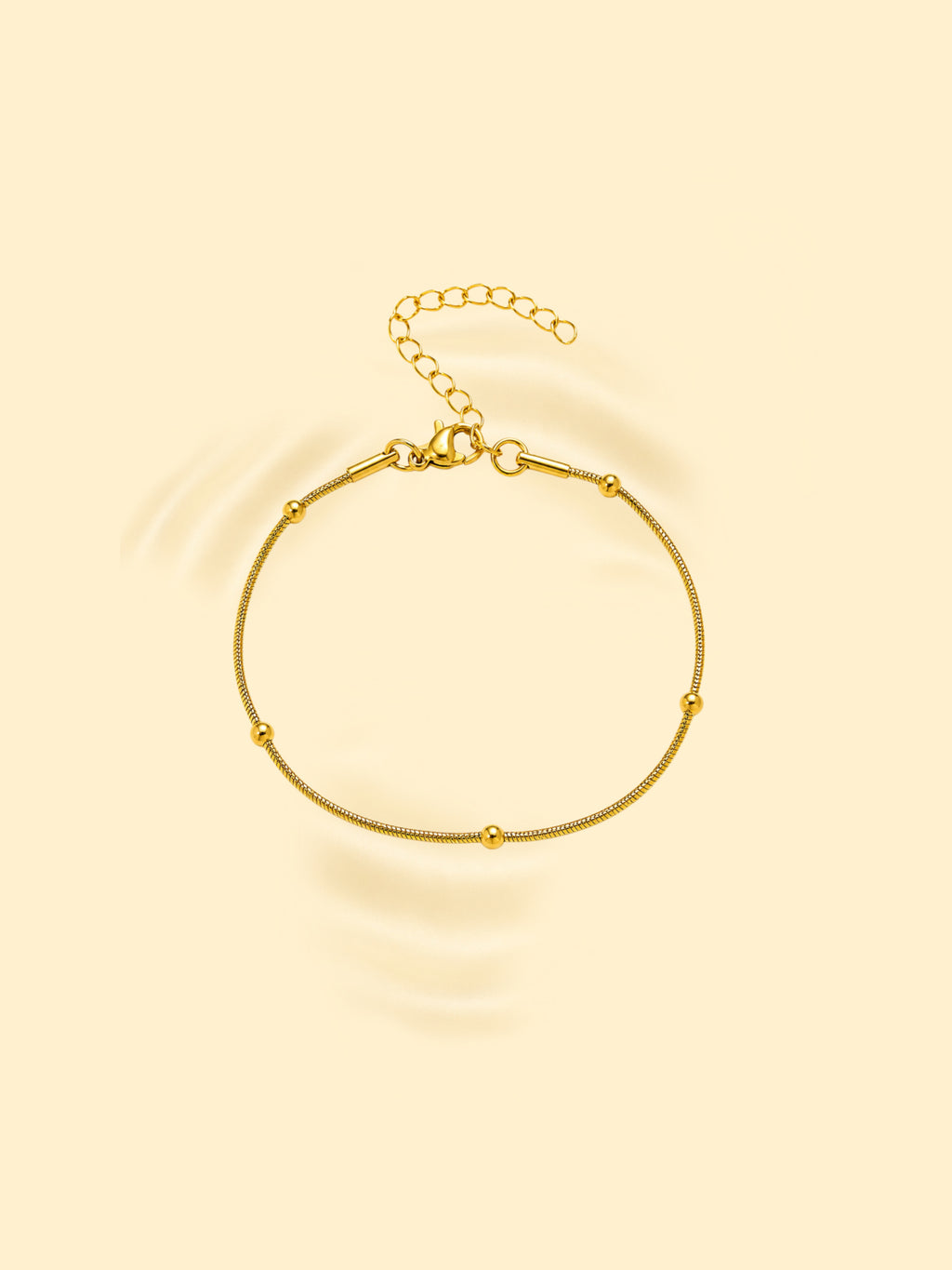 18K Gold Plated Snake Chain Bead Bracelet