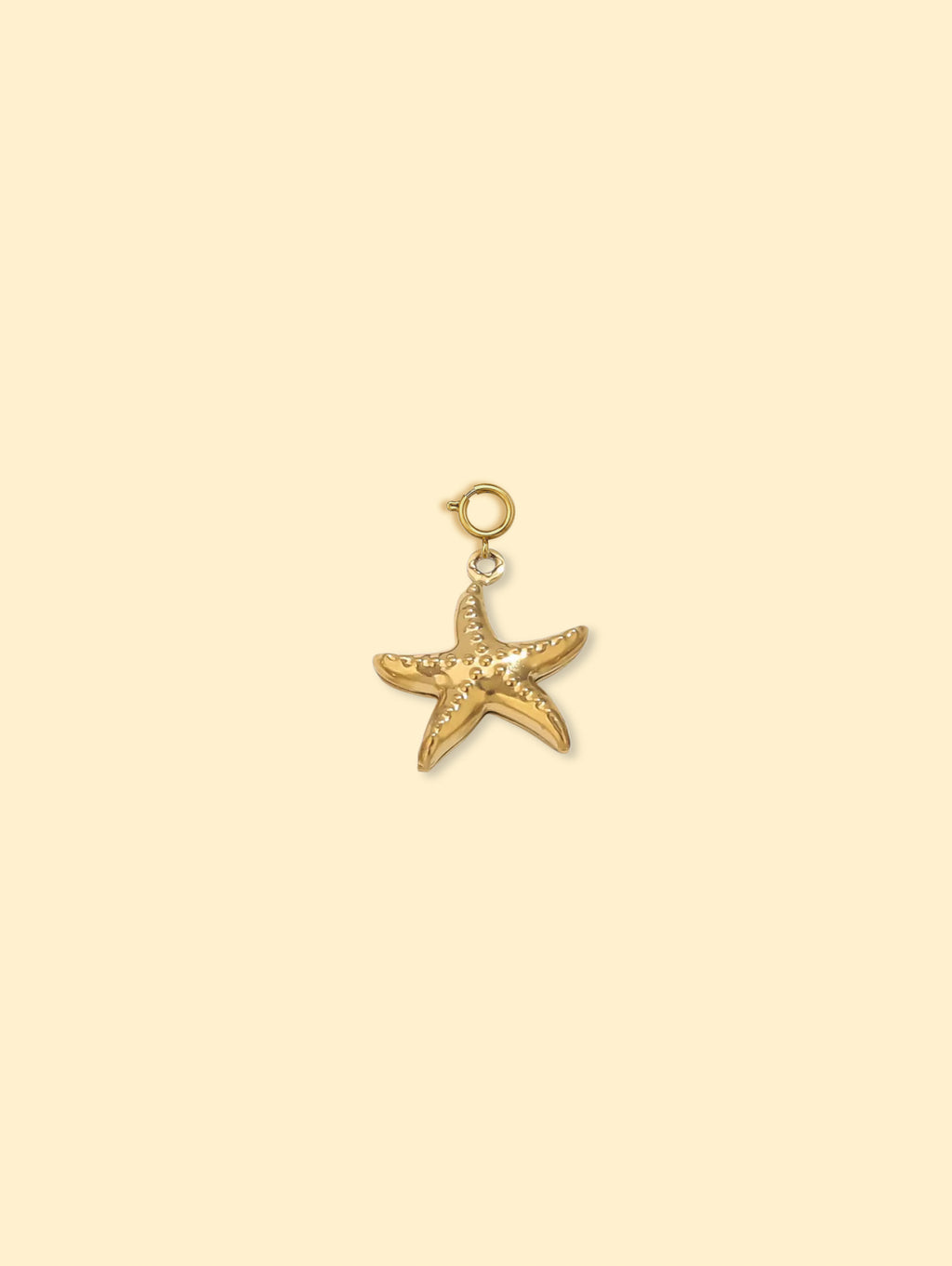 18K Gold Plated Textured Starfish Charm Pendant Stainless Steel Anti Tarnish