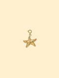 18K Gold Plated Textured Starfish Charm Pendant Stainless Steel Anti Tarnish