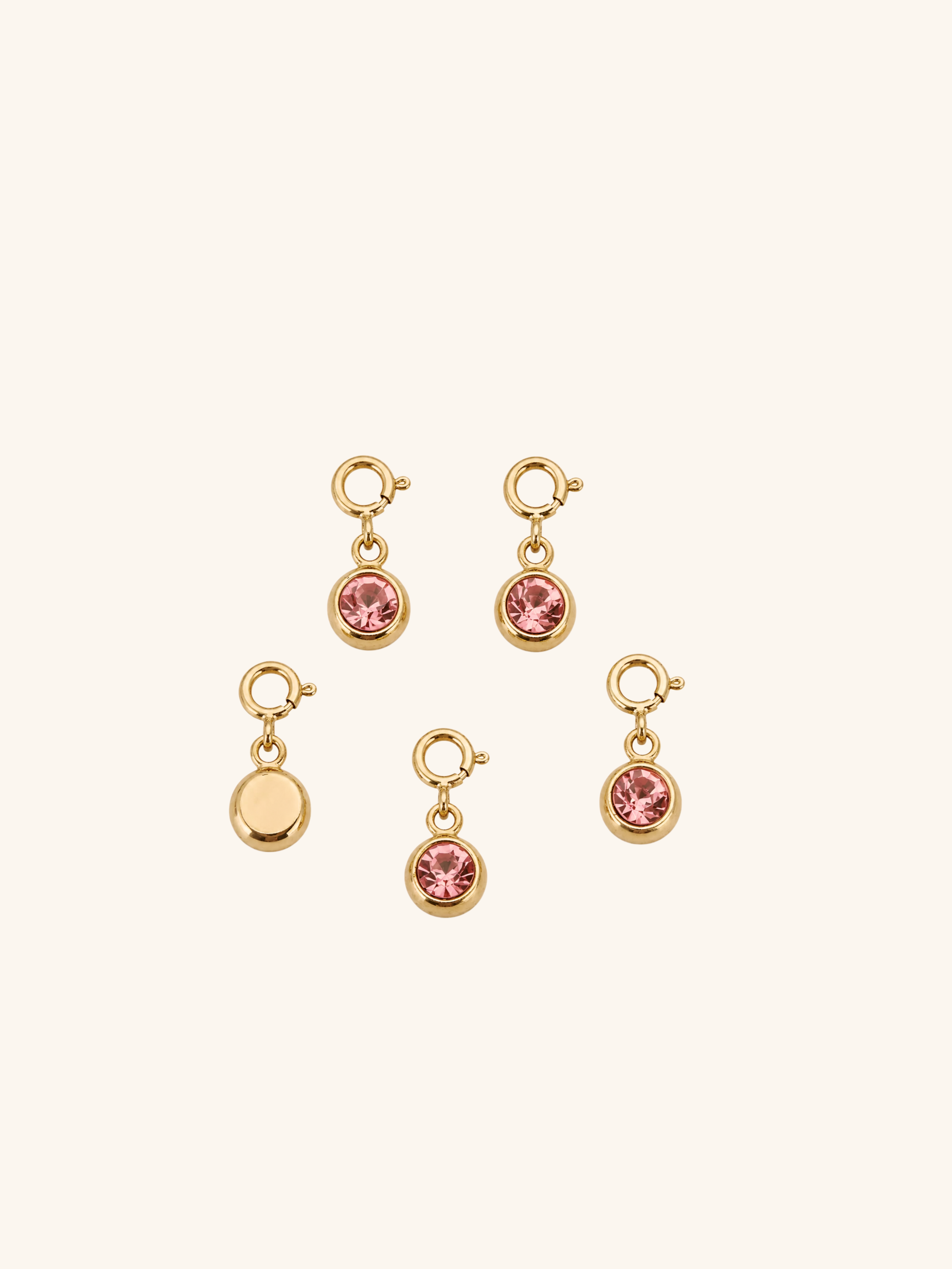 Pink Crystal Charm (1 Charm)  (Interchangeable) – 18K Gold Plated Stainless Steel