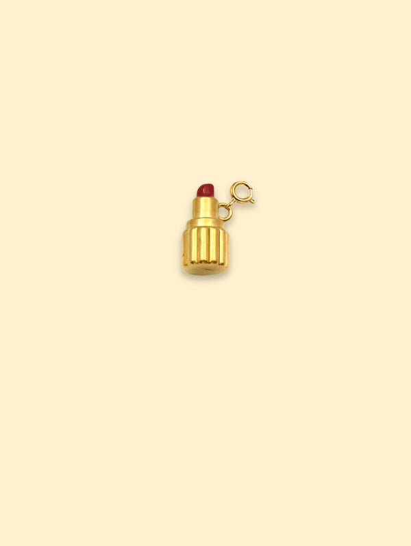 18K Gold Plated Stainless Steel Lipstick Charm Pendant.