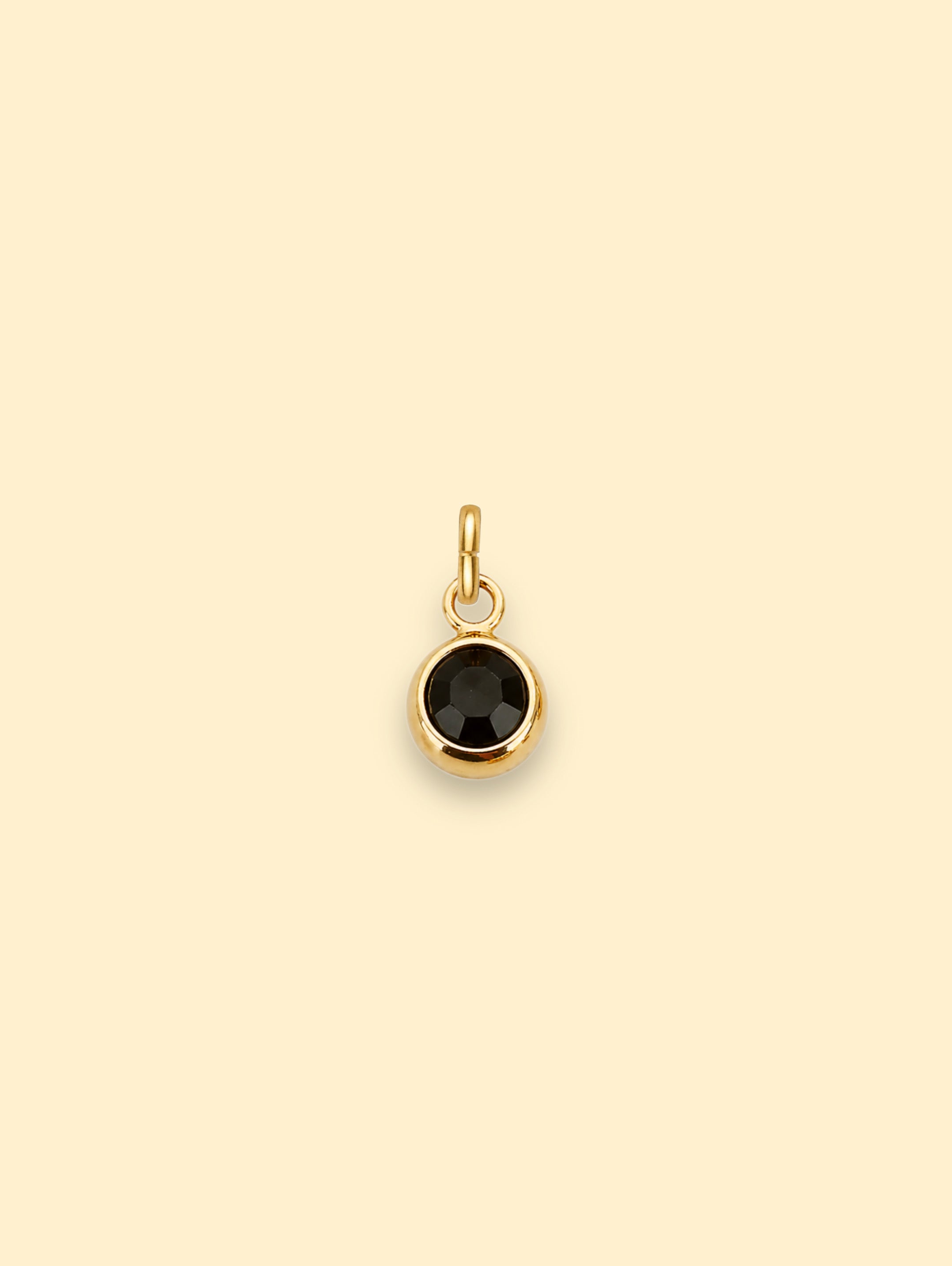 Black Crystal Charm 18K Gold Plated Stainless Steel
