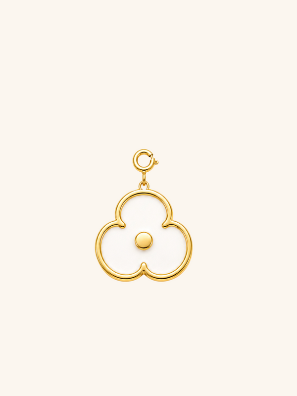 White Flower Charm (Interchangeable) – 18K Gold Plated Stainless Steel
