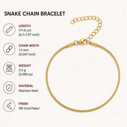 18K Gold Plated Snake Chain Bracelet