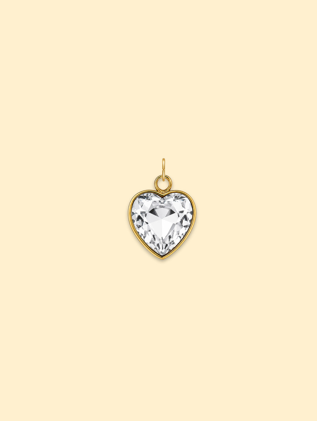 Crystal Heart Charm 18K Gold Plated Stainless Steel