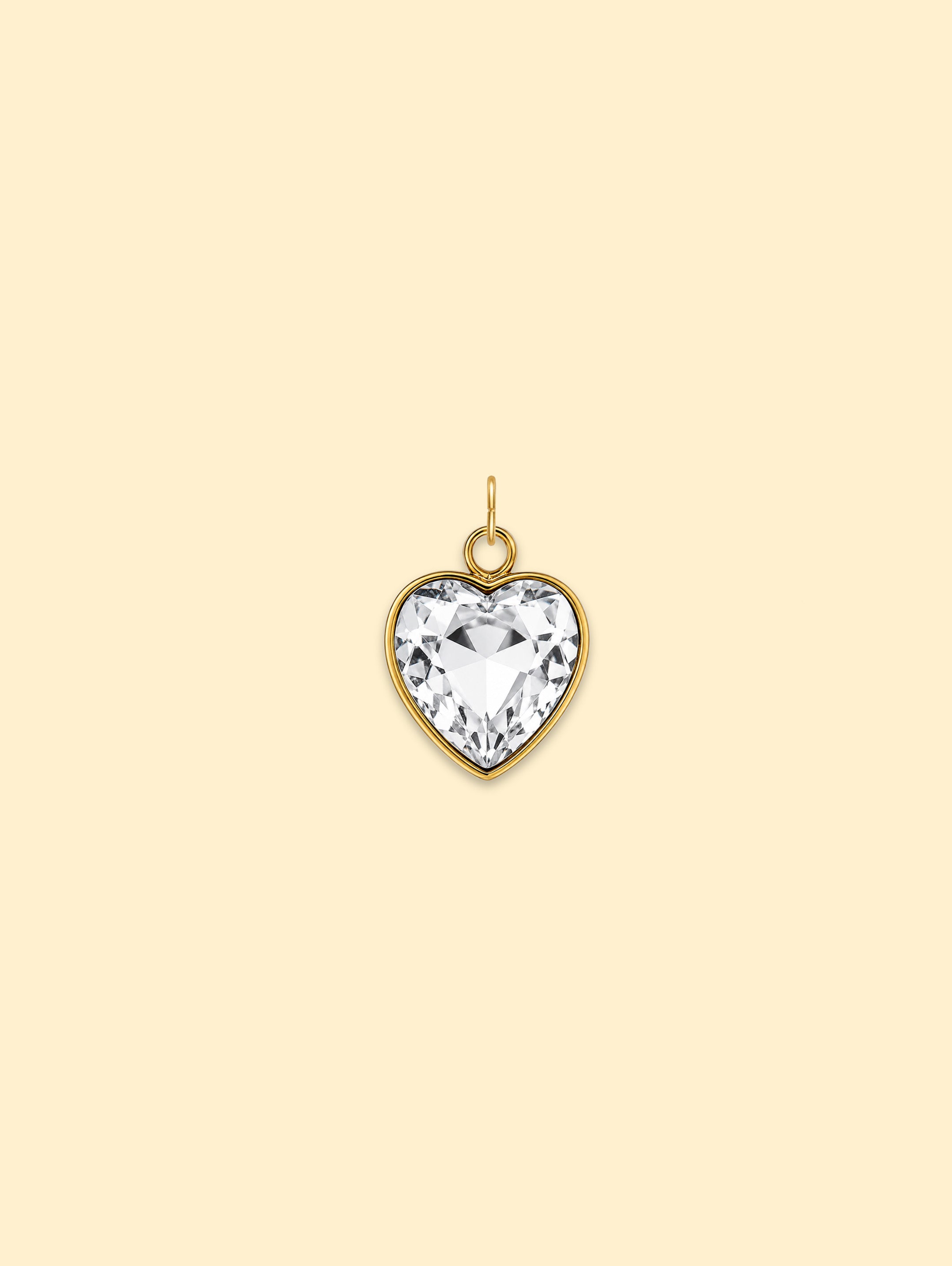 Crystal Heart Charm 18K Gold Plated Stainless Steel
