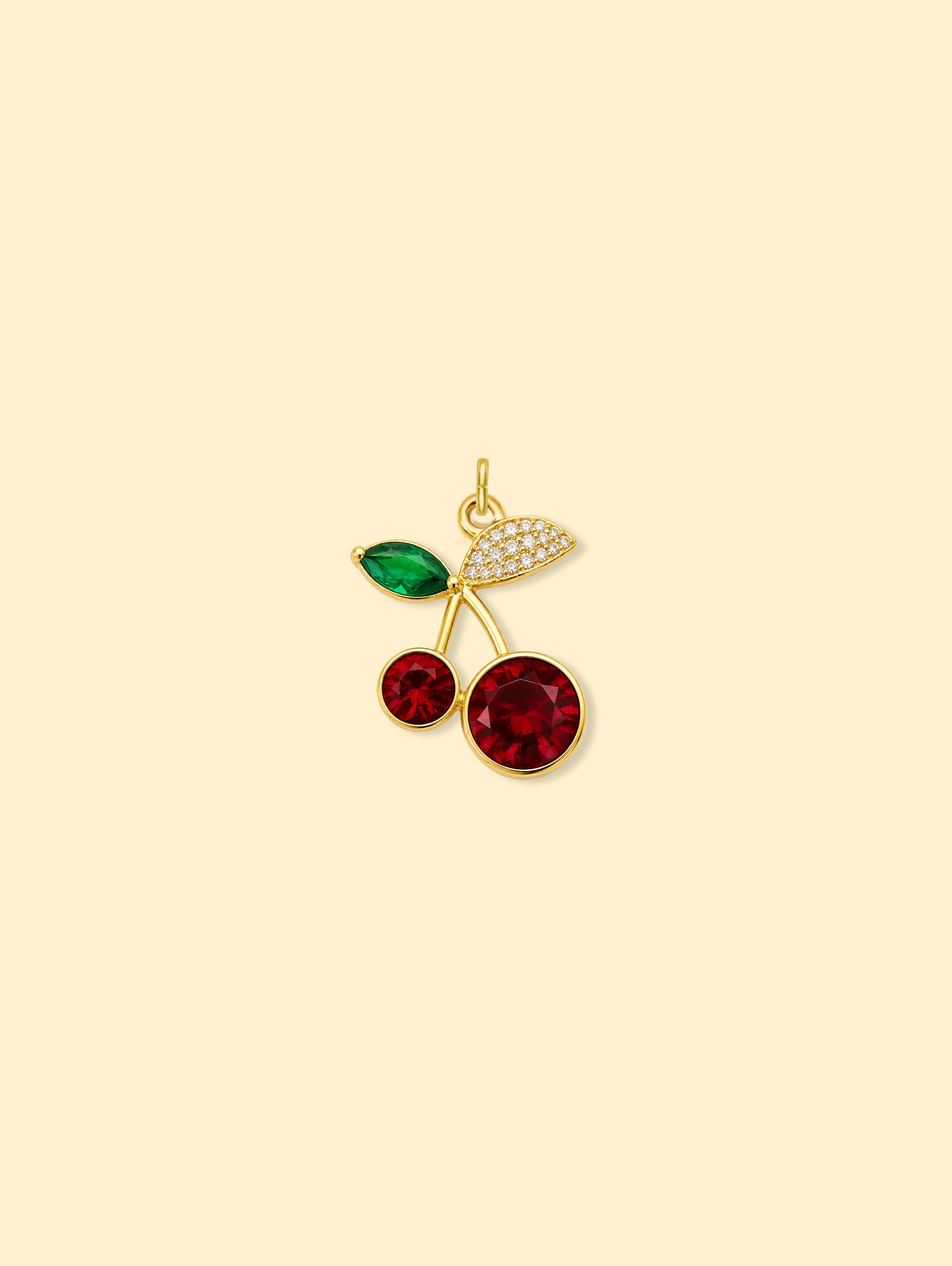 Cherry Charm Pendant 14k Gold Plated Copper