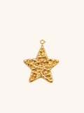 Large Textured Star Charm (Interchangeable) – 18K Gold Plated Stainless Steel