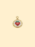 18K Gold Plated Sacred Heart Coin Charm Pendant Stainless Steel Anti Tarnish