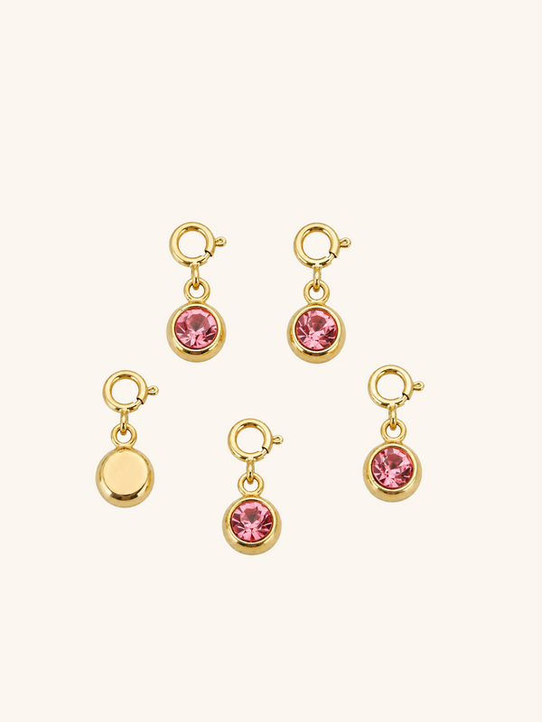 Pink Crystal Charm (Interchangeable) – 18K Gold Plated Stainless Steel