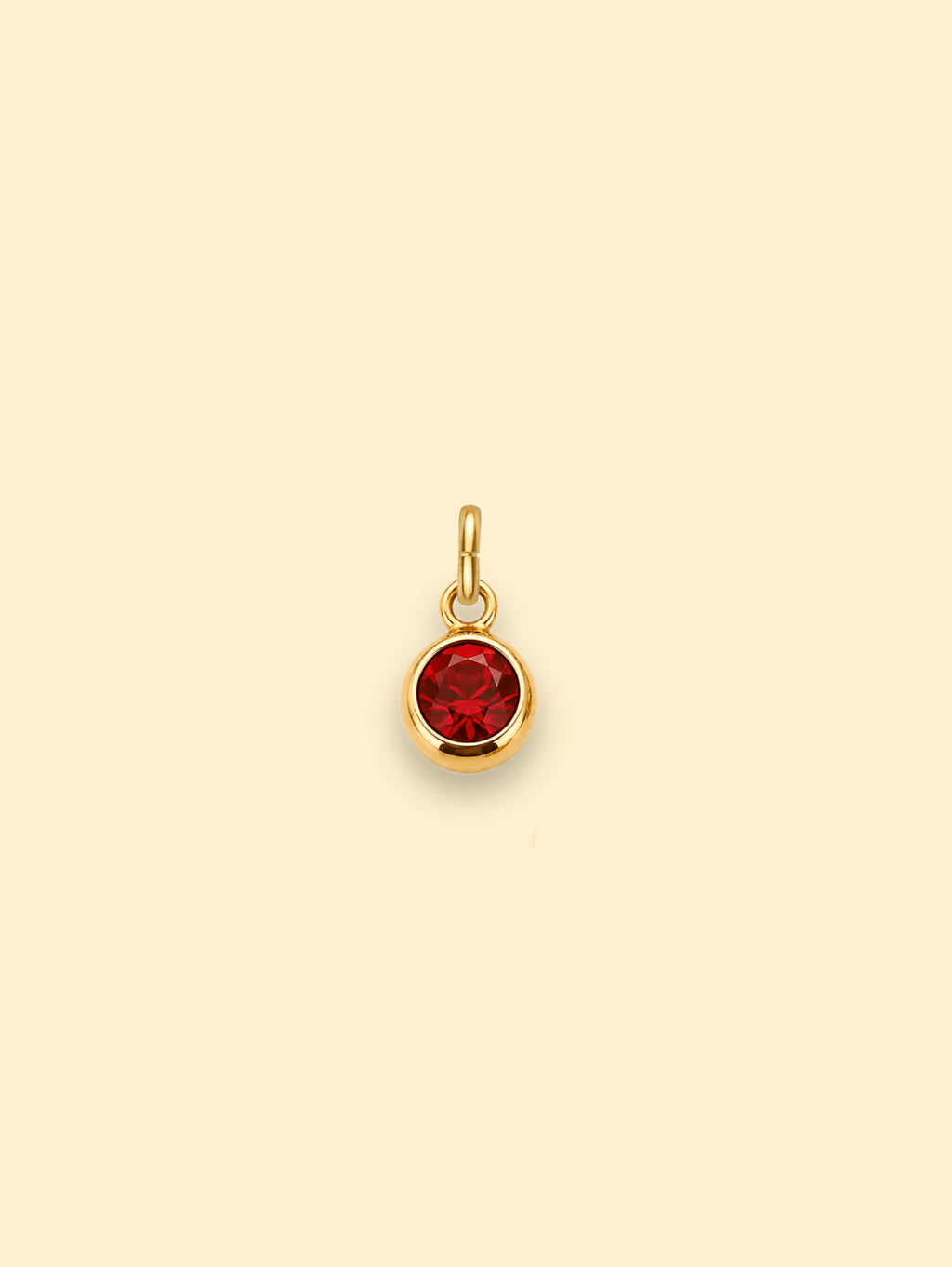 Red Crystal Charm 18K Gold Plated Stainless Steel