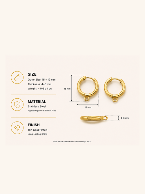 18K Gold Plated Charm Hoop Earrings
