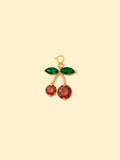 Cherry Crystal Charm Pendant 14K Gold Plated Copper