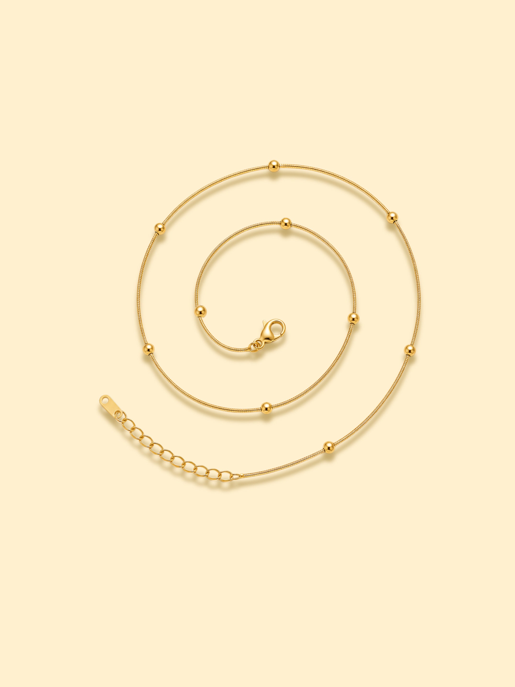 18K Gold Plated Beaded Snake Chain Necklace