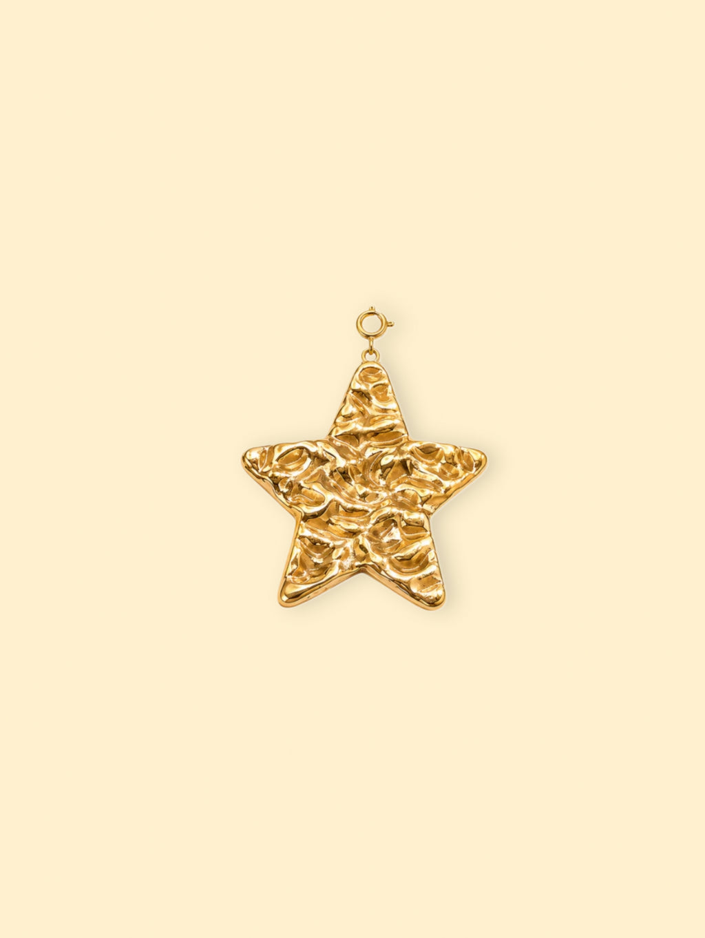Large Textured Star Charm (Interchangeable) – 18K Gold Plated Stainless Steel