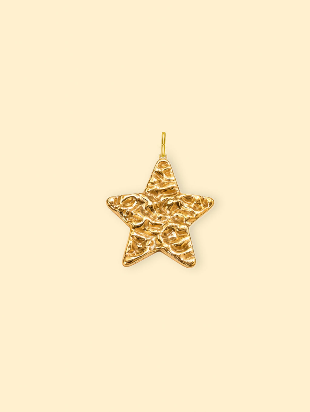 Large Textured Star Charm (Interchangeable) – 18K Gold Plated Stainless Steel