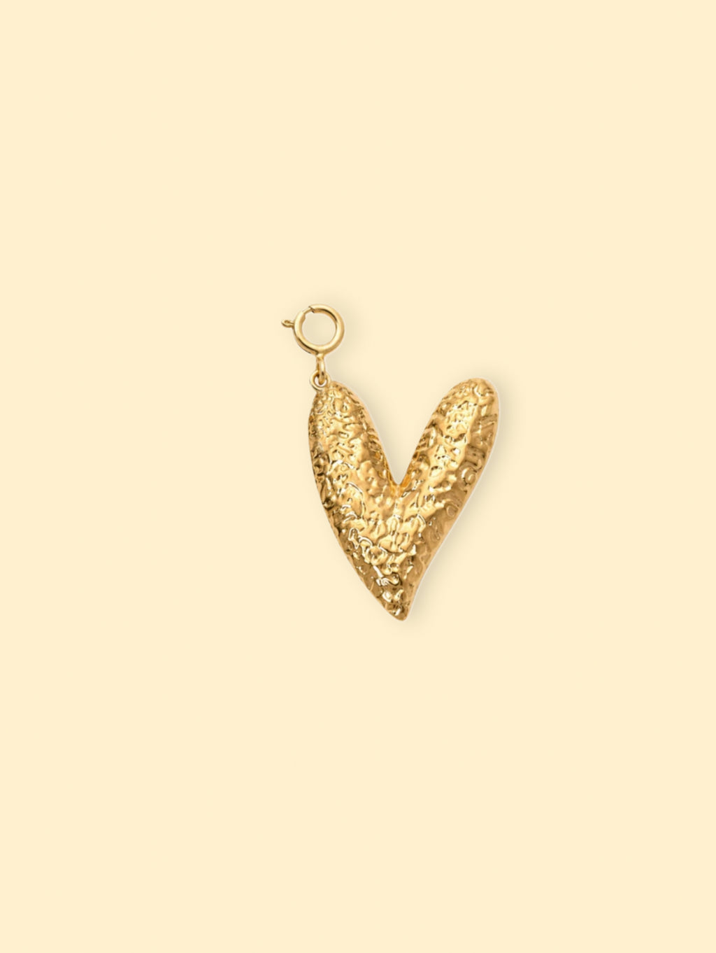 Hammered Heart Charm (Interchangeable) – 18K Gold Plated Stainless Steel