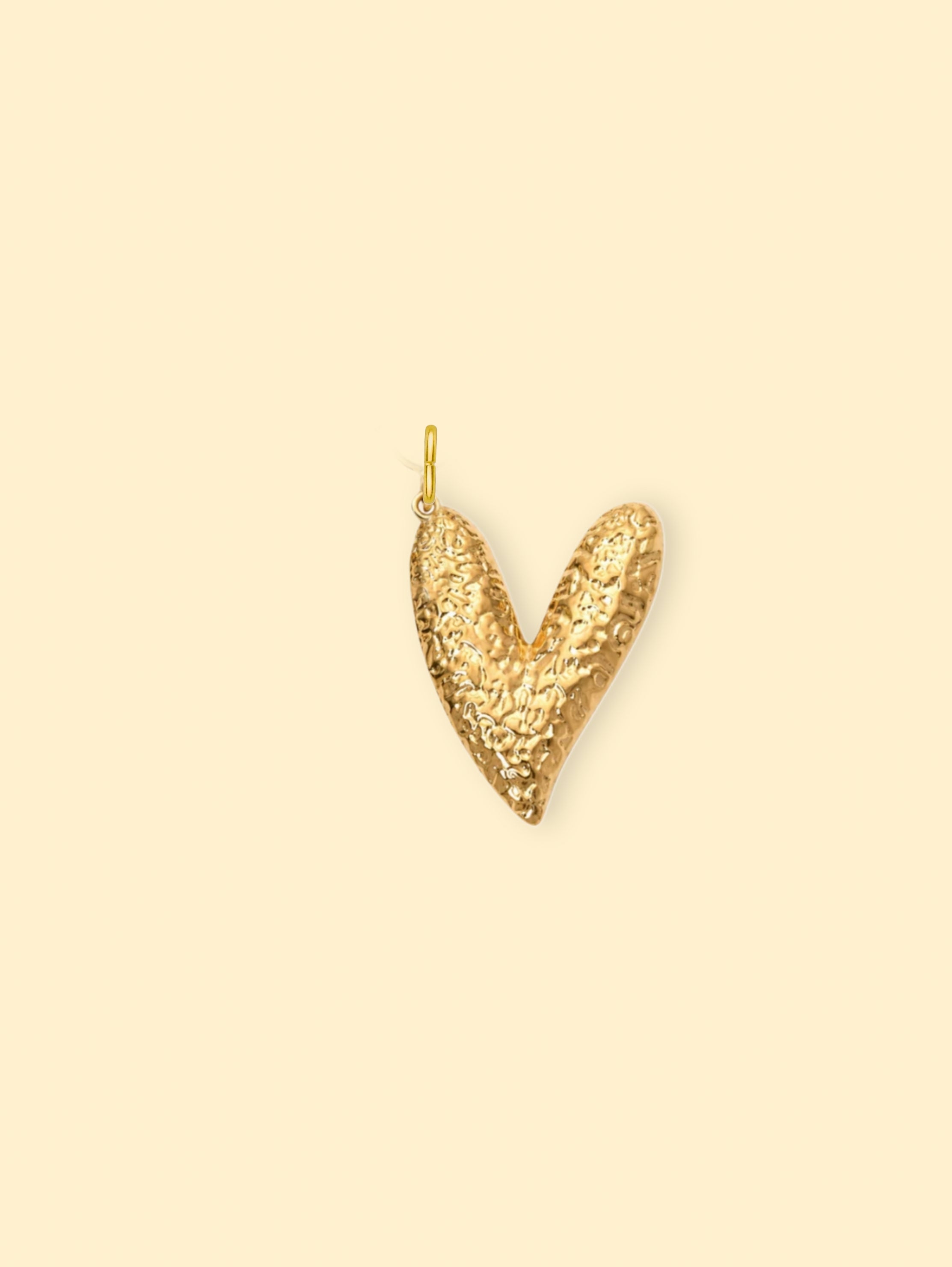 Hammered Heart Charm (Interchangeable) – 18K Gold Plated Stainless Steel
