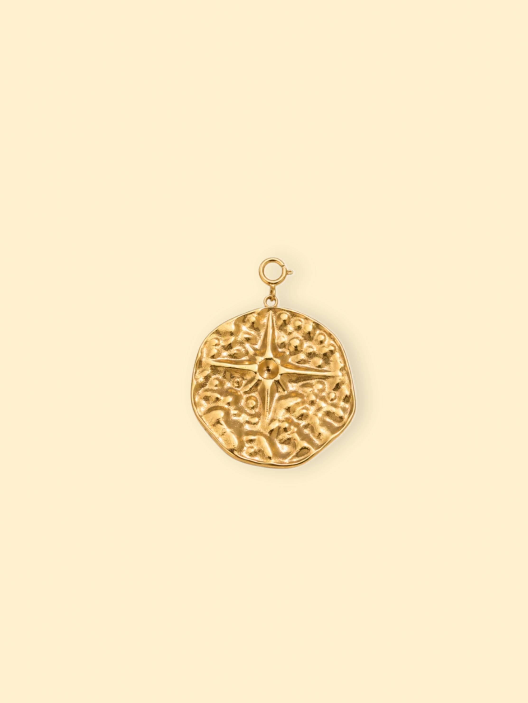 Compass Coin Charm (Interchangeable) – 18K Gold Plated Stainless Steel