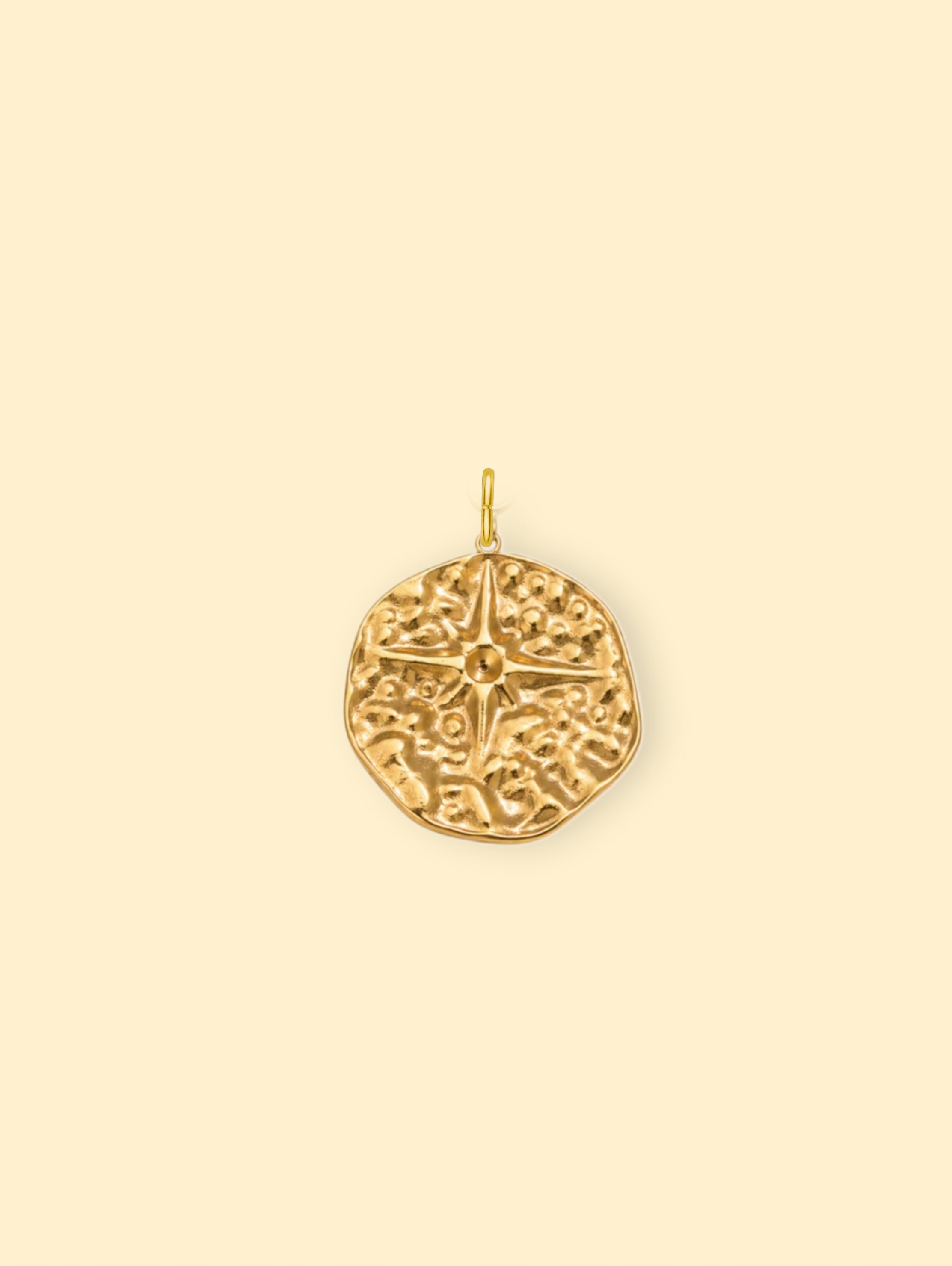 Compass Coin Charm (Interchangeable) – 18K Gold Plated Stainless Steel
