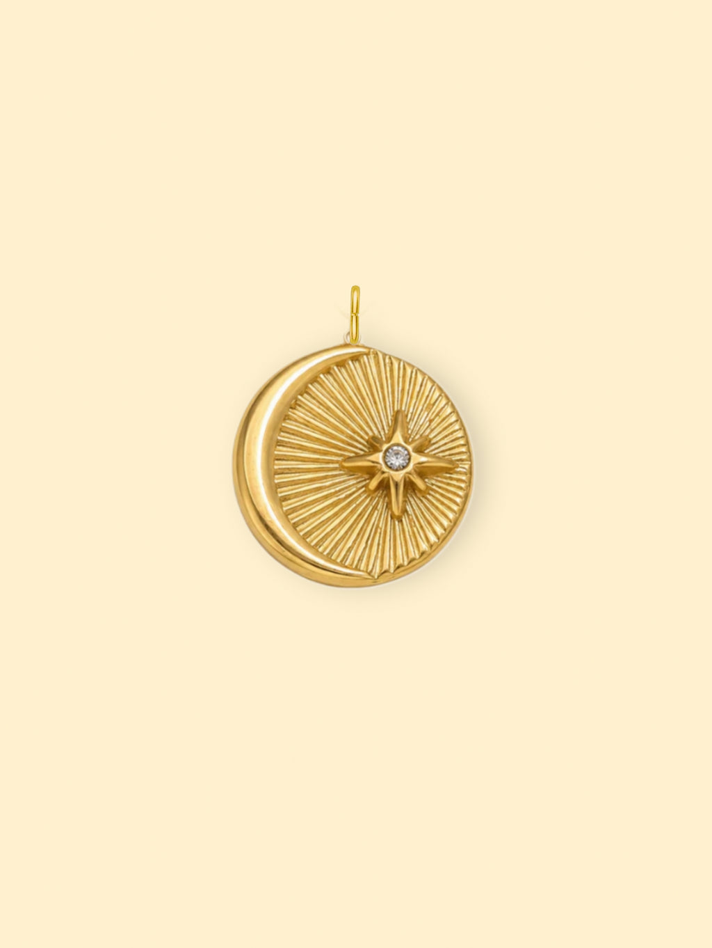 Crescent Starburst Charm (Interchangeable) – 18K Gold Plated Stainless Steel
