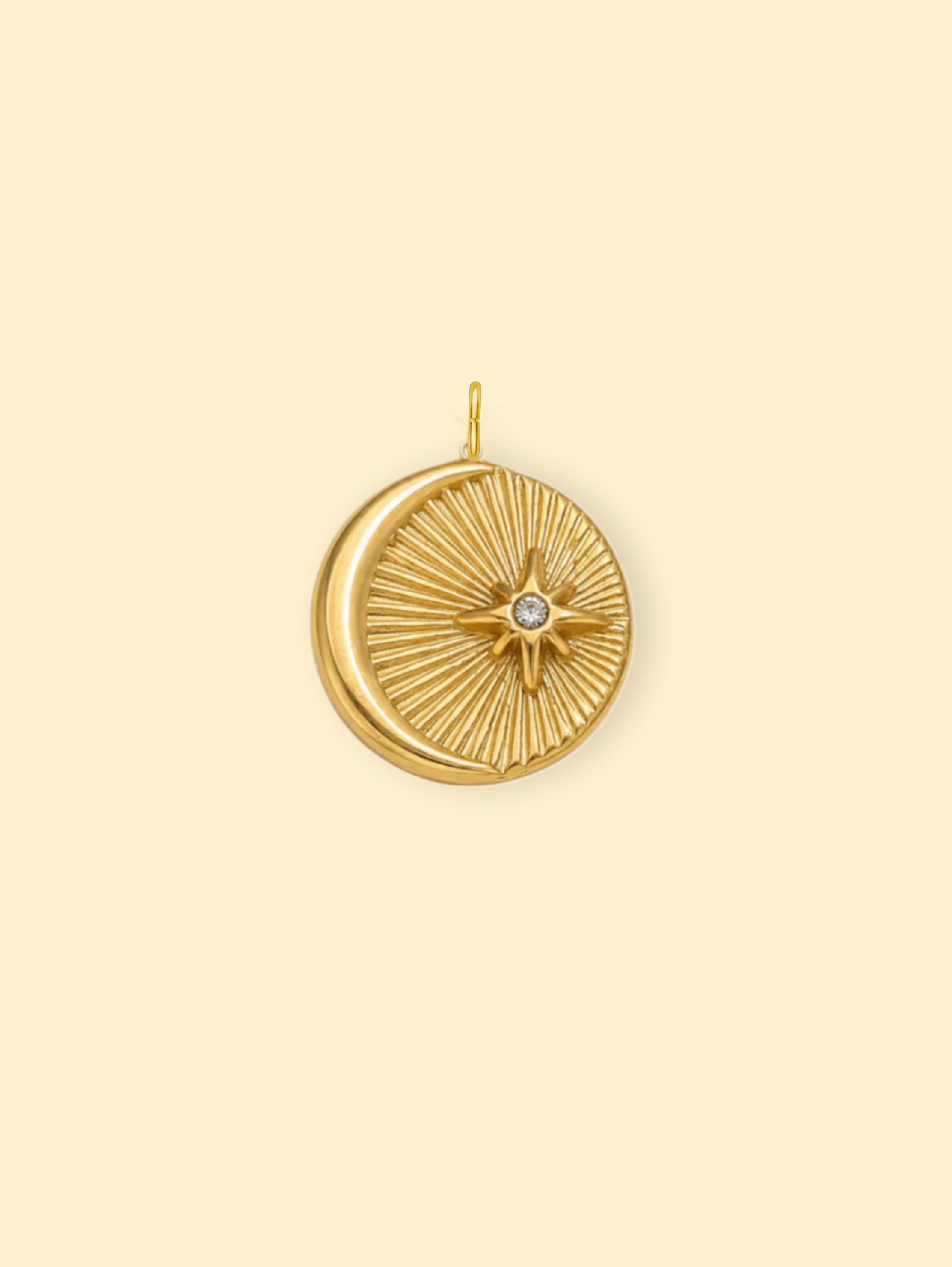 Crescent Starburst Charm (Interchangeable) – 18K Gold Plated Stainless Steel