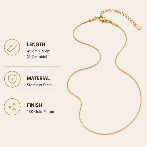 18K Gold Plated Slim Snake Chain Necklace