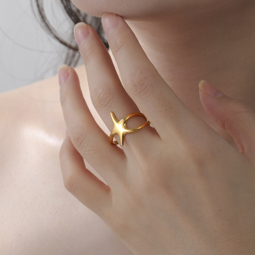 Starfish Open Ring Stainless Steel 18K Gold