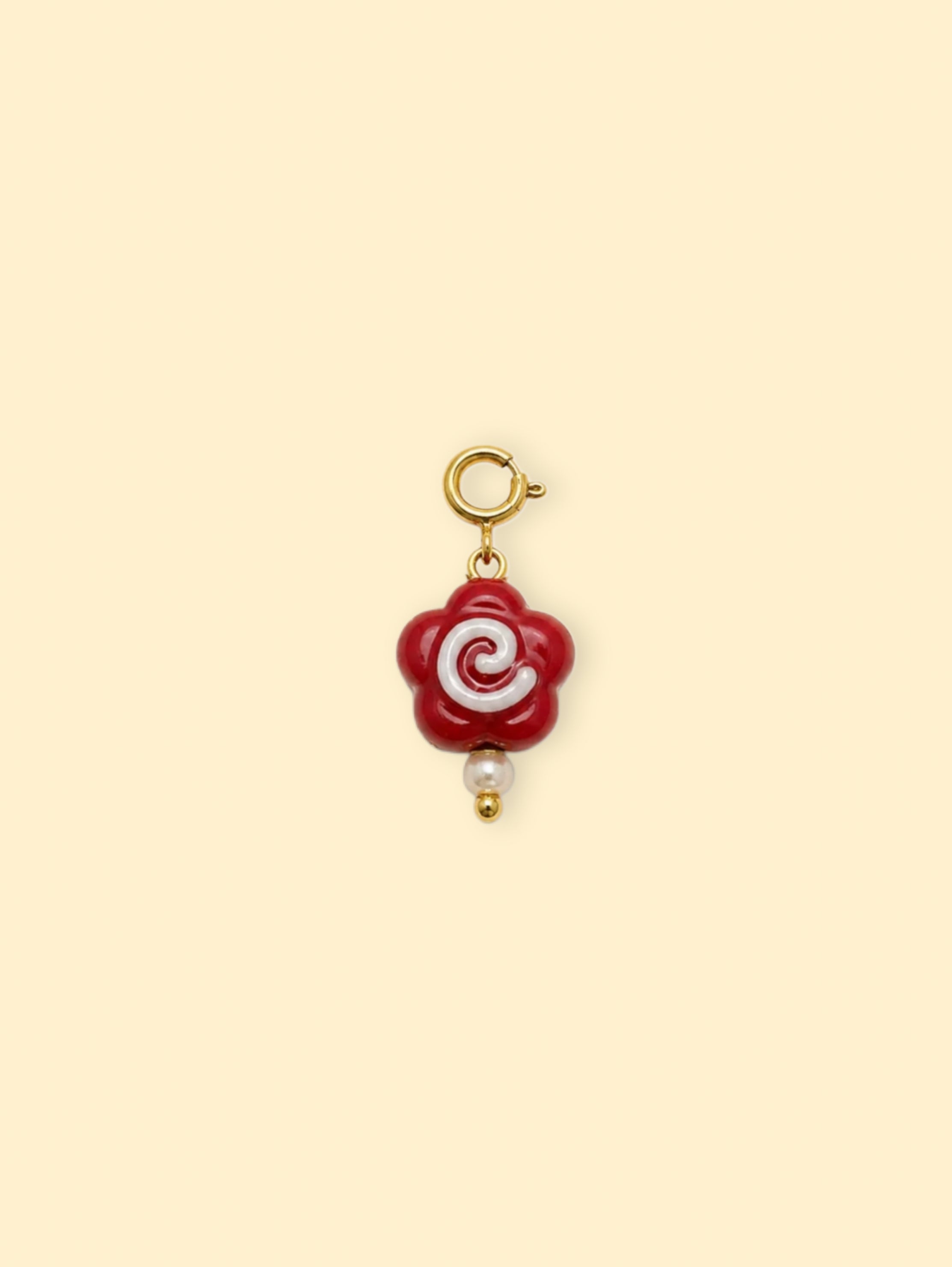 Red Swirl Flower Charm (Interchangeable)