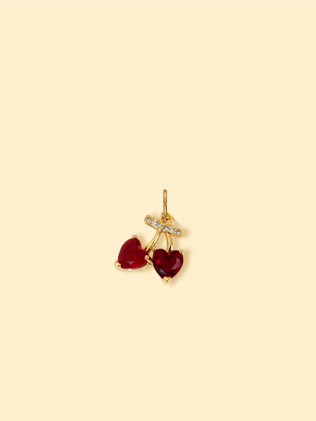18K Gold Plated Copper Double Cherry Charm Pendant.