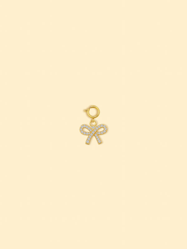 14K Gold Plated Copper Bow Charm.
