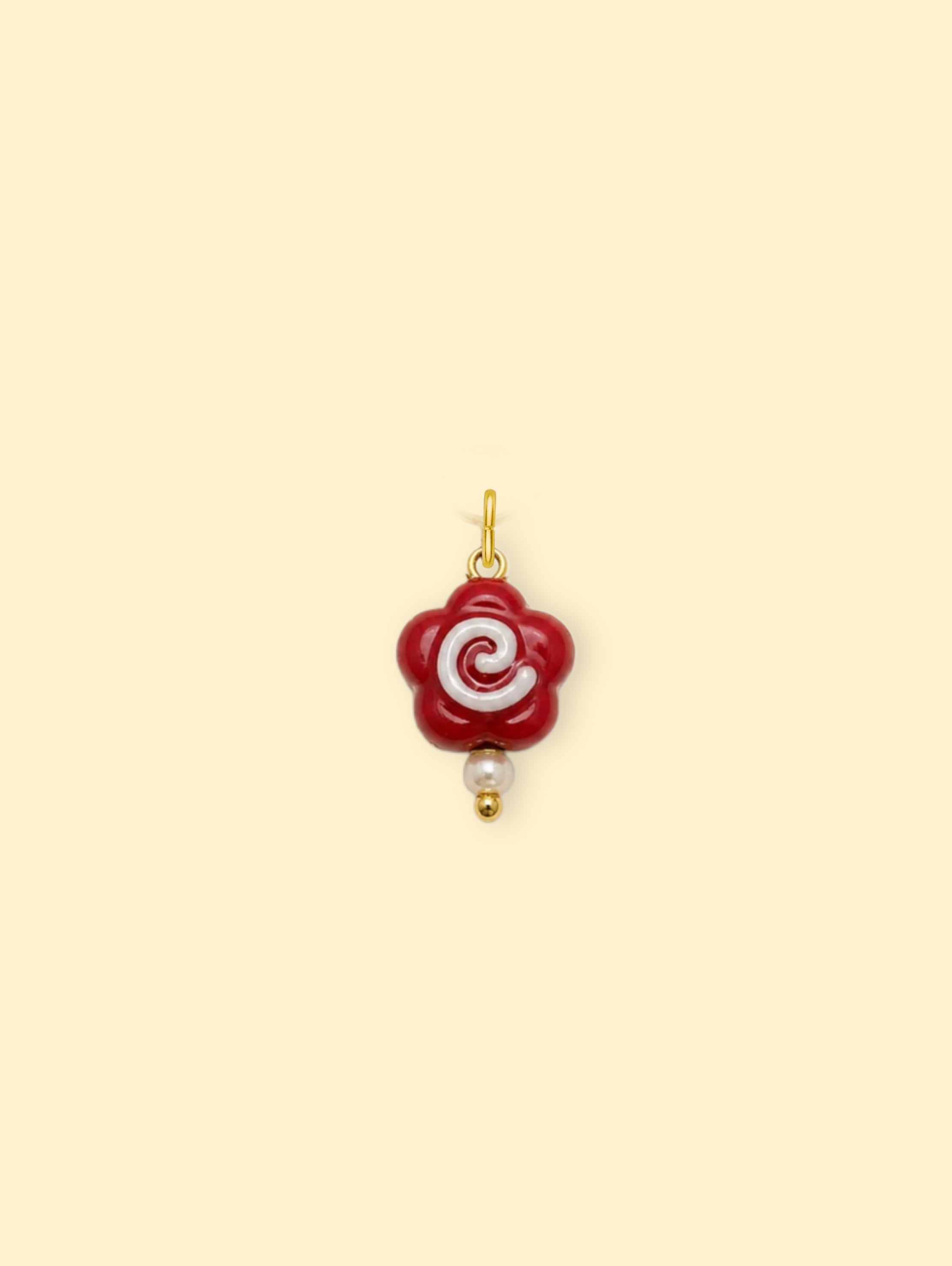 Red Swirl Flower Charm (Interchangeable)