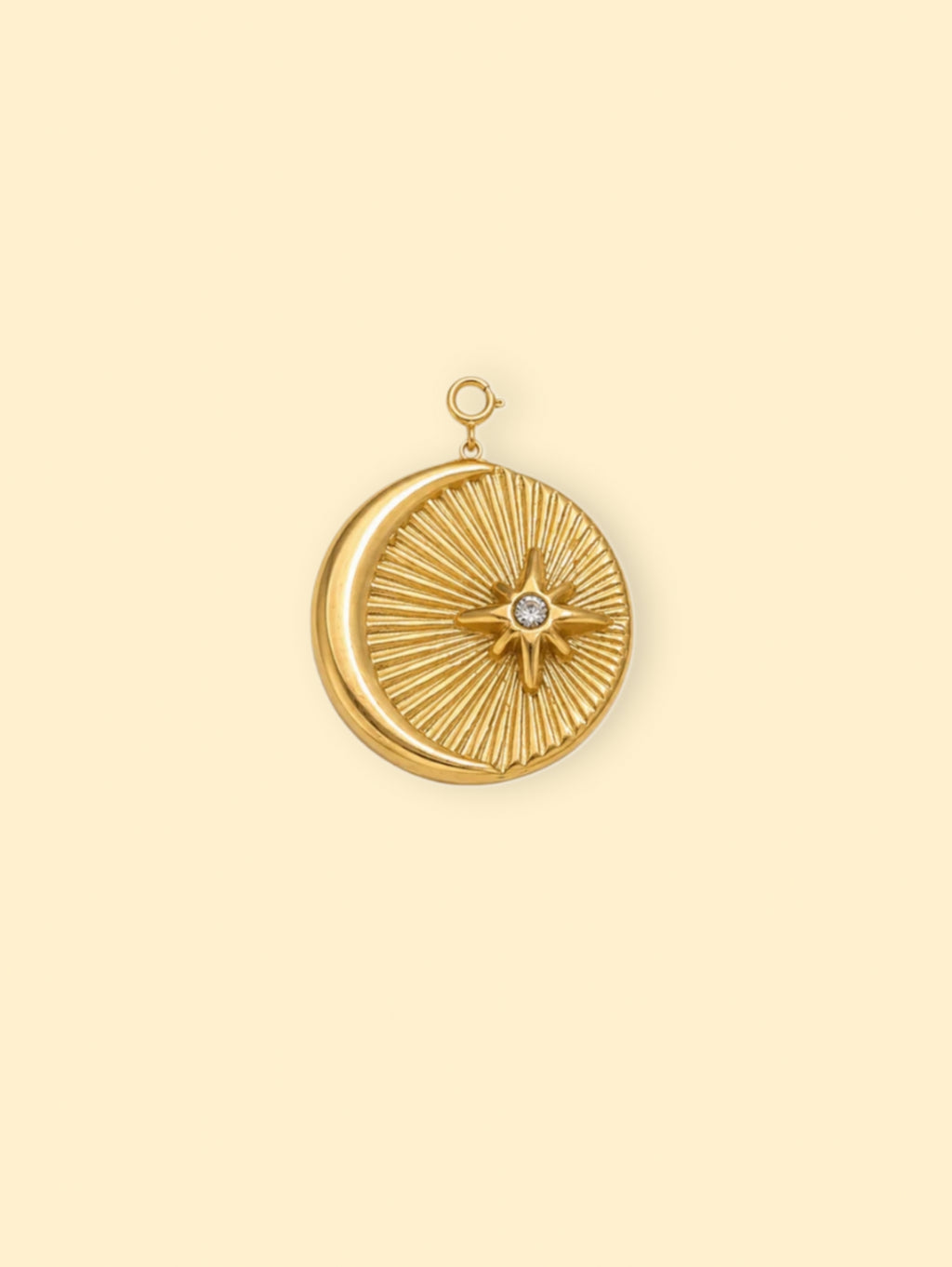 Crescent Starburst Charm (Interchangeable) – 18K Gold Plated Stainless Steel