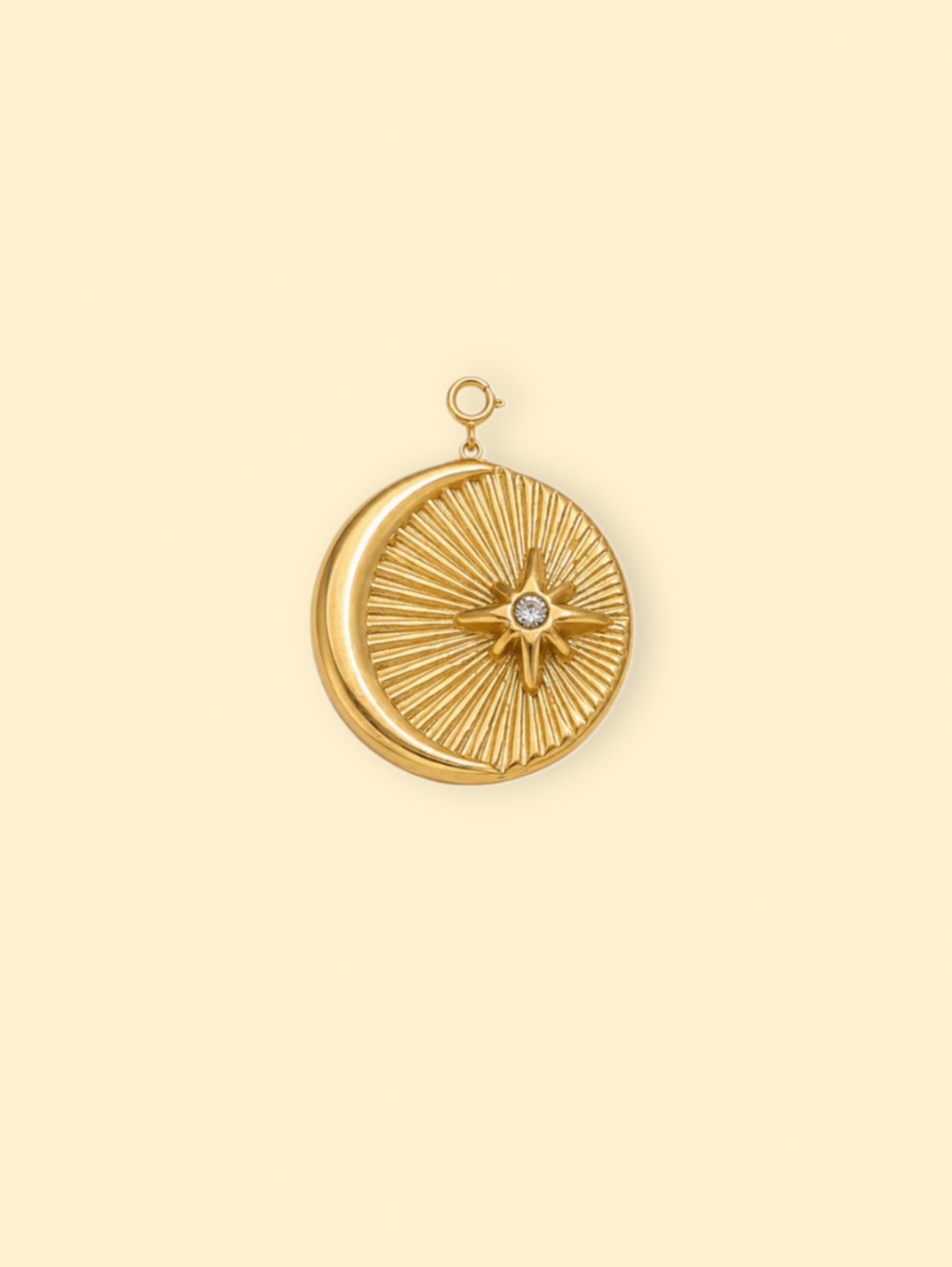 Crescent Starburst Charm (Interchangeable) – 18K Gold Plated Stainless Steel