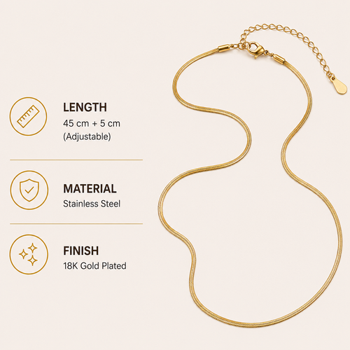 18K Gold Plated Snake Chain Necklace