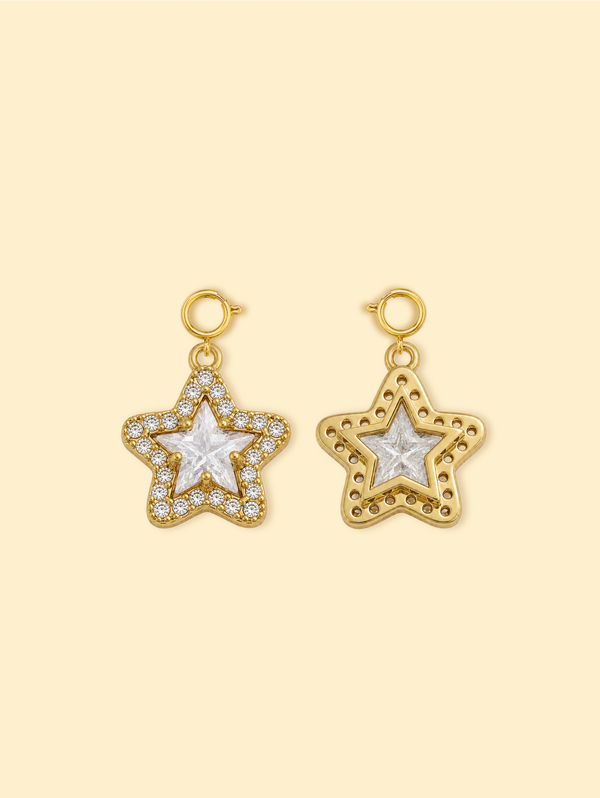14K Gold Plated Star Zircon Charm (Copper)