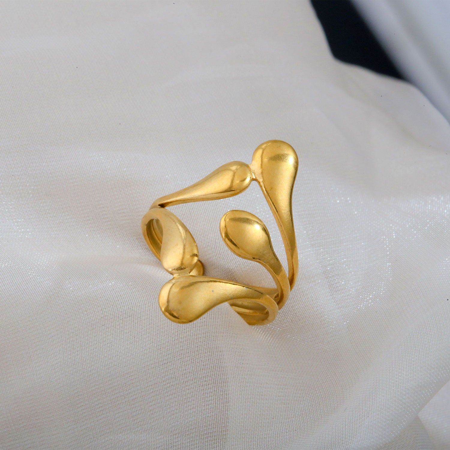 Teardrop Open Ring Stainless Steel 18K Gold Plated