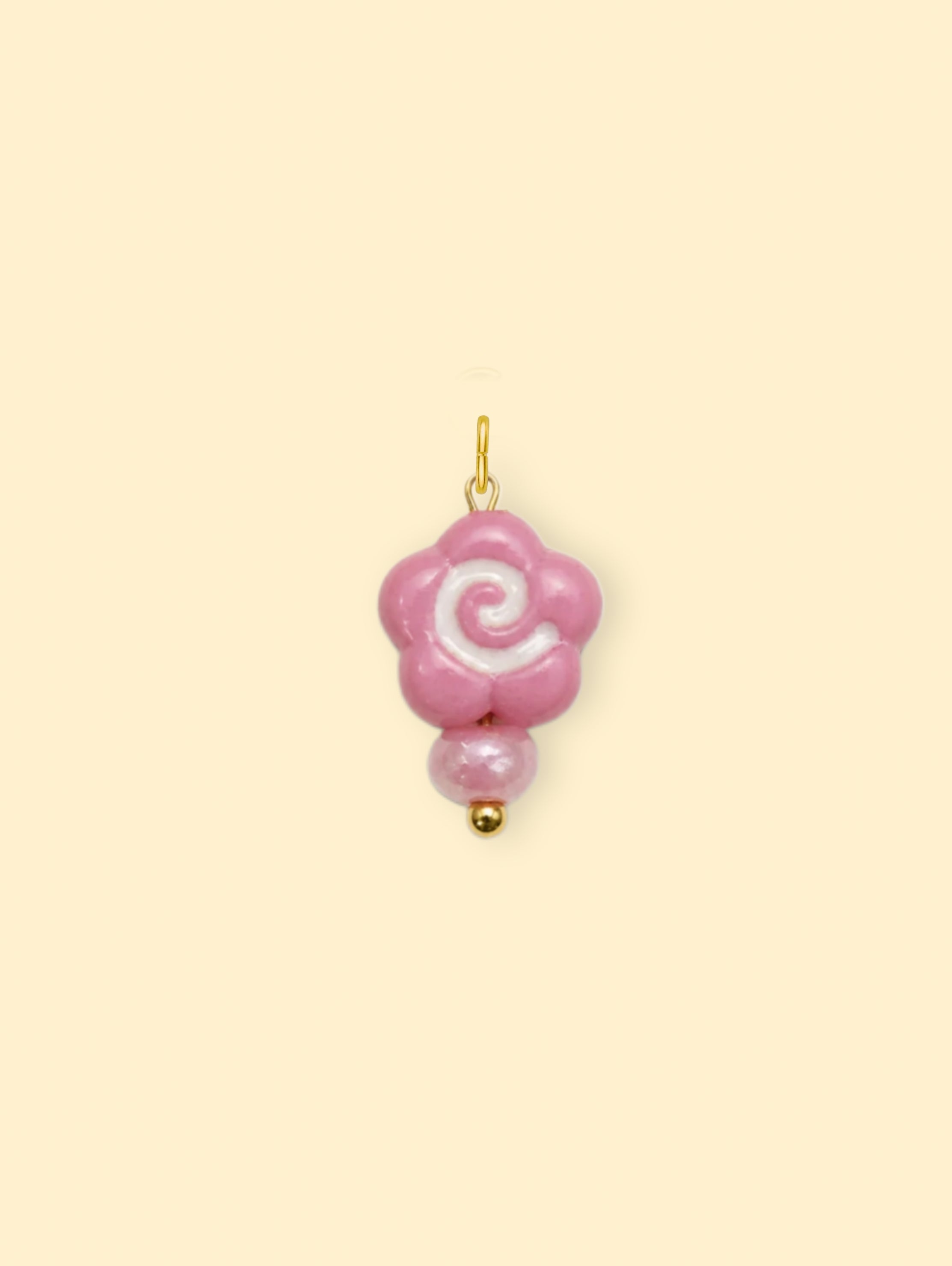 Pink Swirl Flower Charm (Interchangeable)