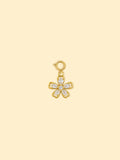14K Gold Plated Copper Zircon Flower Charm