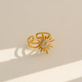 Sunburst Pearl Ring Stainless Steel 18K Gold Plated