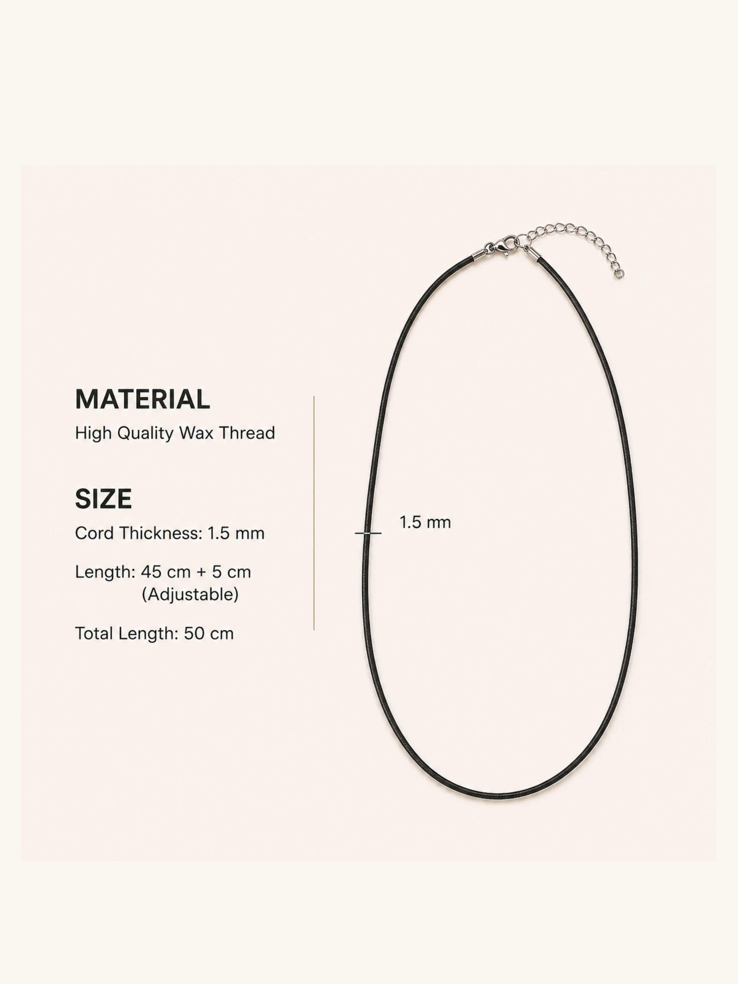 18K Gold Plated Wax Thread Cord Necklace