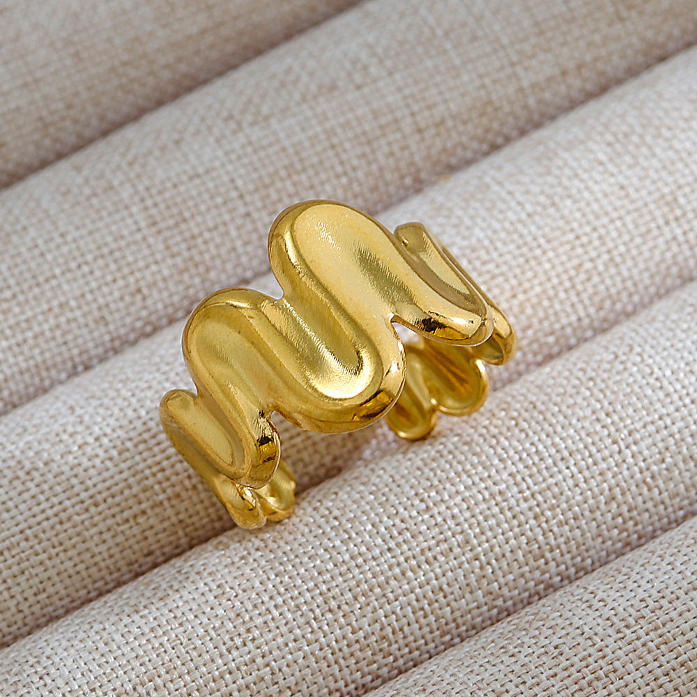 Wavy Band Ring Stainless Steel 18K Gold Plated
