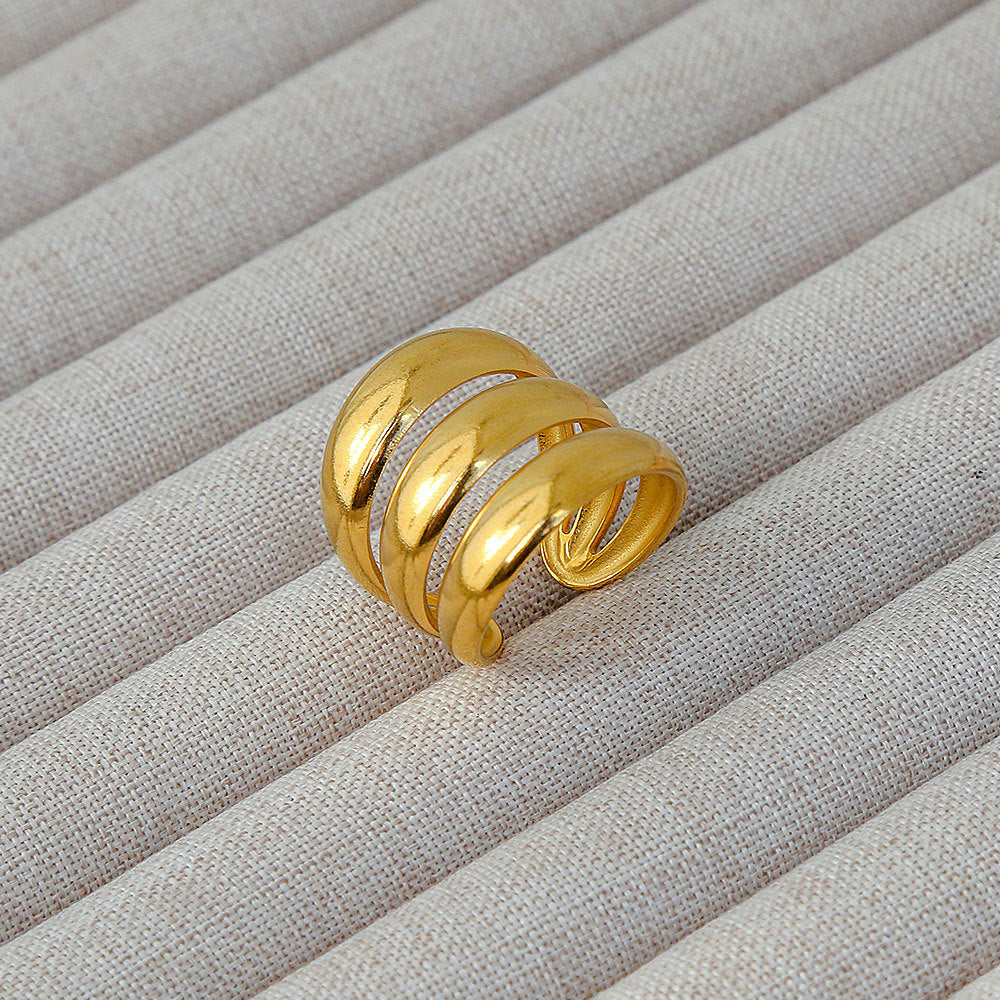 Triple Band Ring Stainless Steel 18K Gold Plated