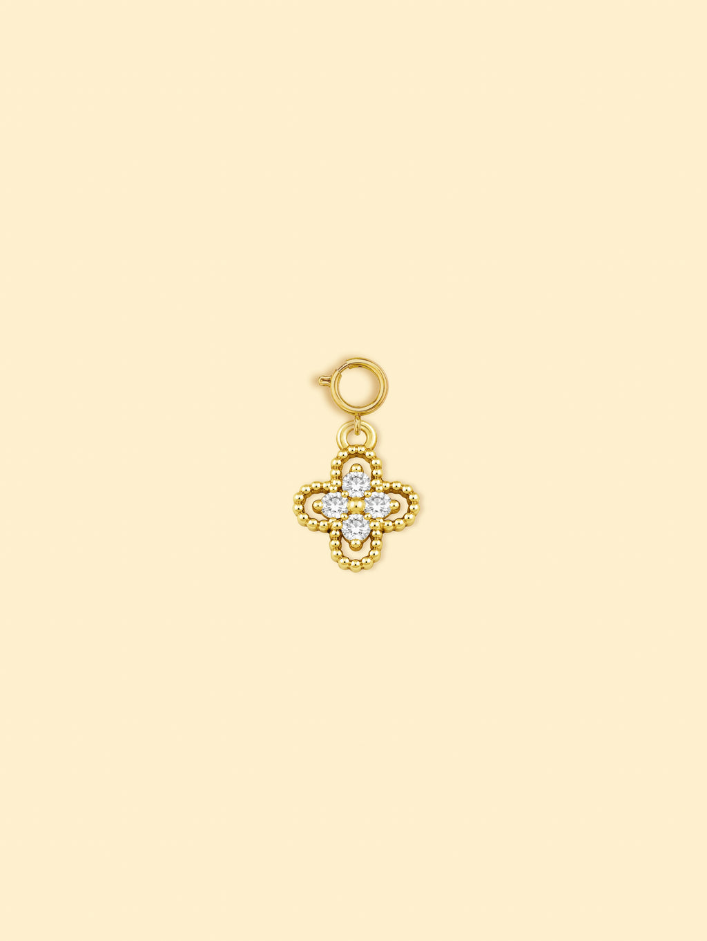 14K Gold Plated Copper Clover Zircon Charm