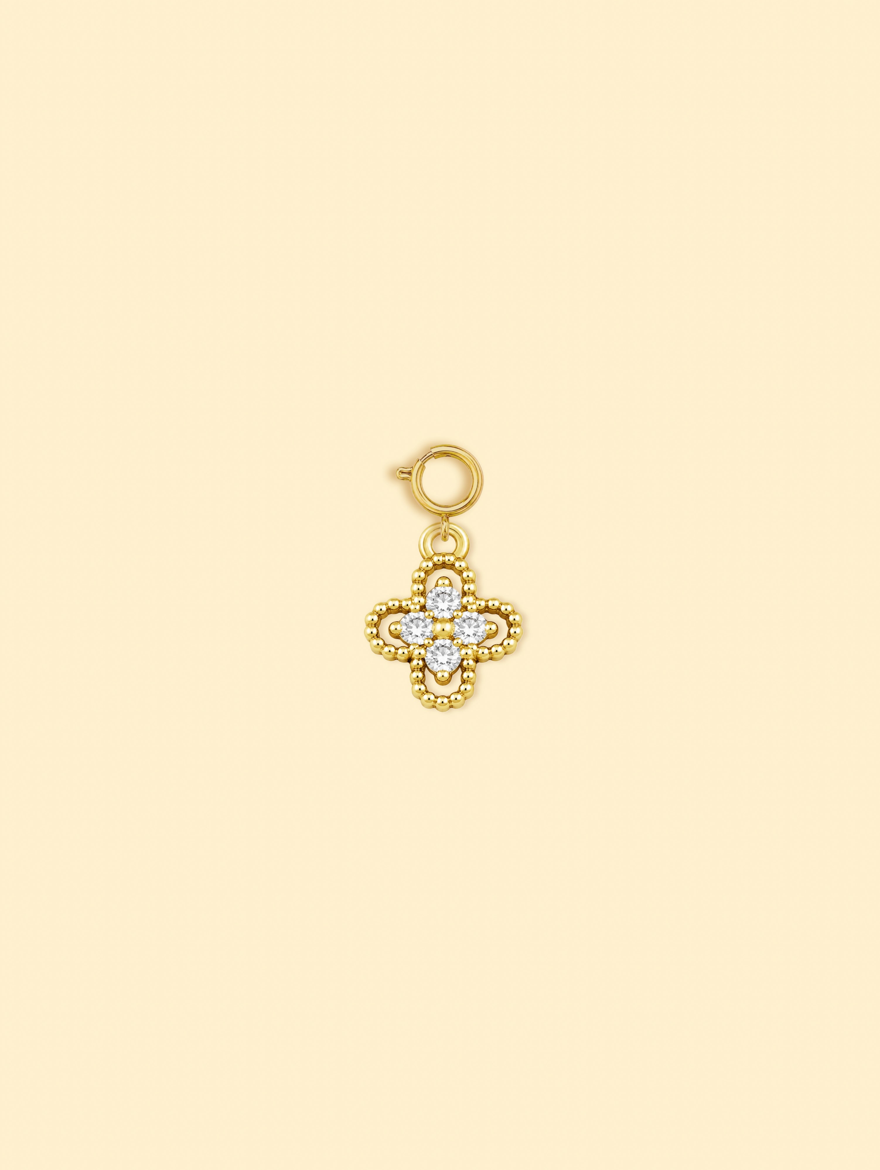14K Gold Plated Copper Clover Zircon Charm