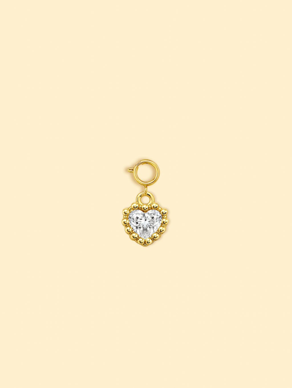 14K Gold Plated Copper Heart Zircon Charm.