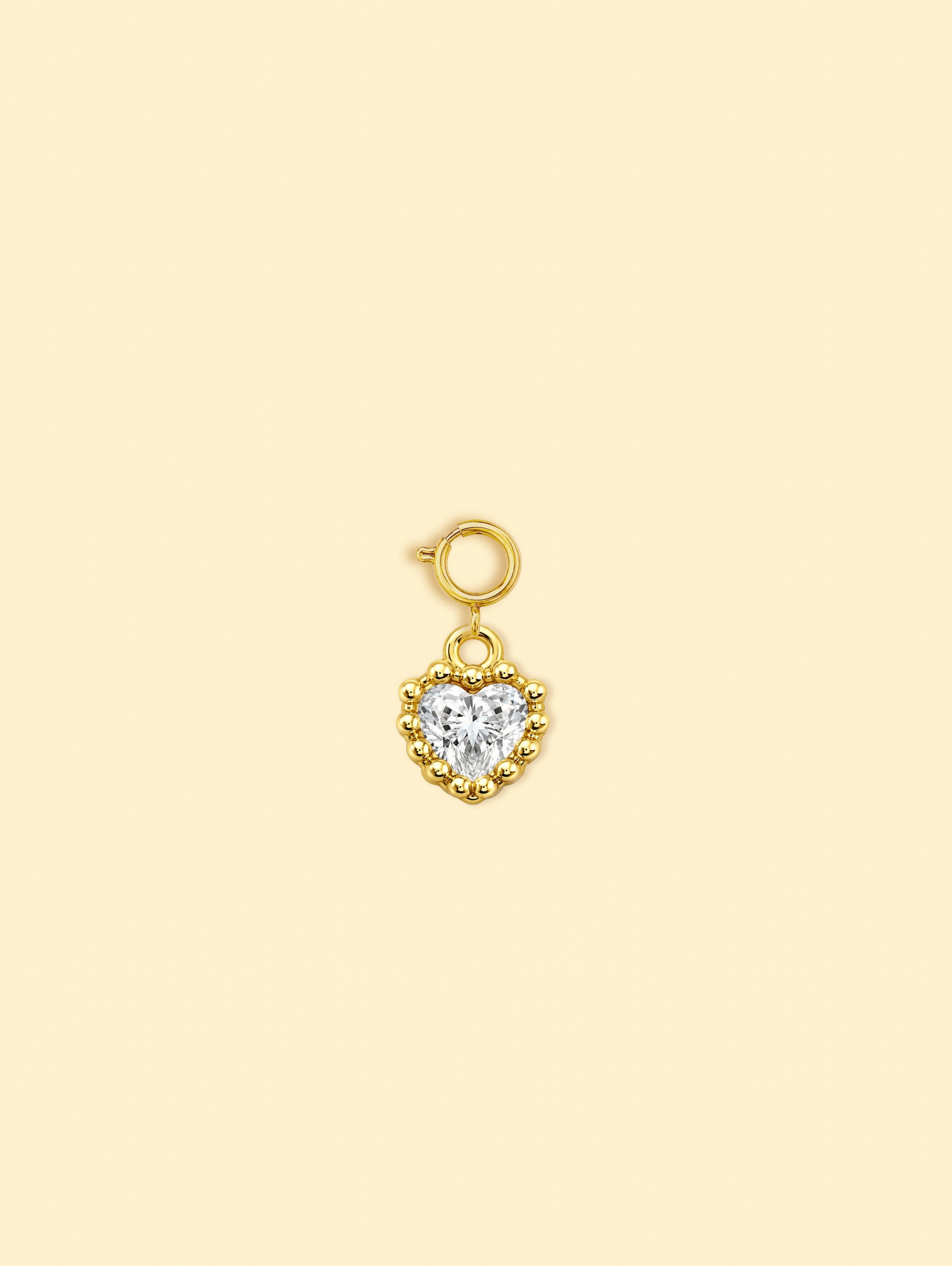 14K Gold Plated Copper Heart Zircon Charm.
