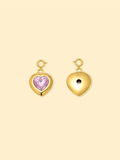 18K Gold Plated Stainless Steel Heart Charm with Pink Crystal.